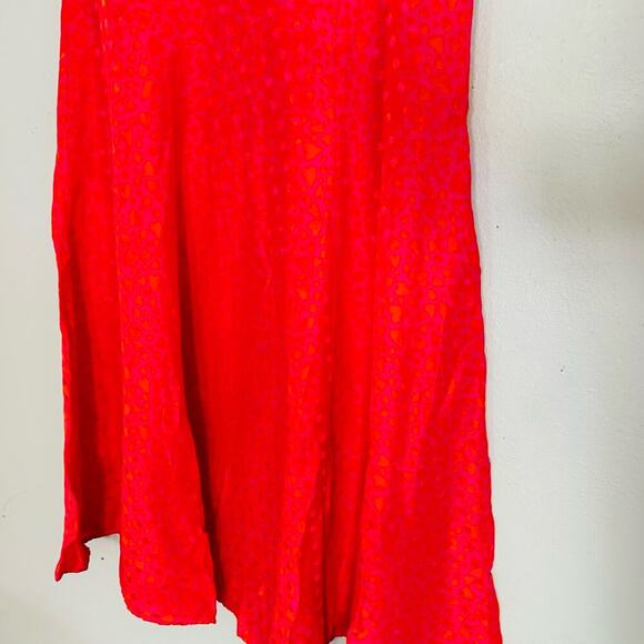 TARA JARMON Rozenn Neon Pink Heart Printed Button Collared Midi Dress Size 38 - Picture 6 of 11